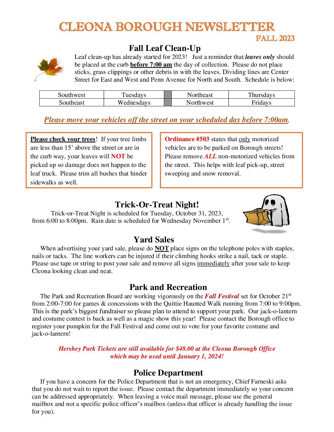 Thumbnail of the first page of 'Fall 2023 Newsletter'