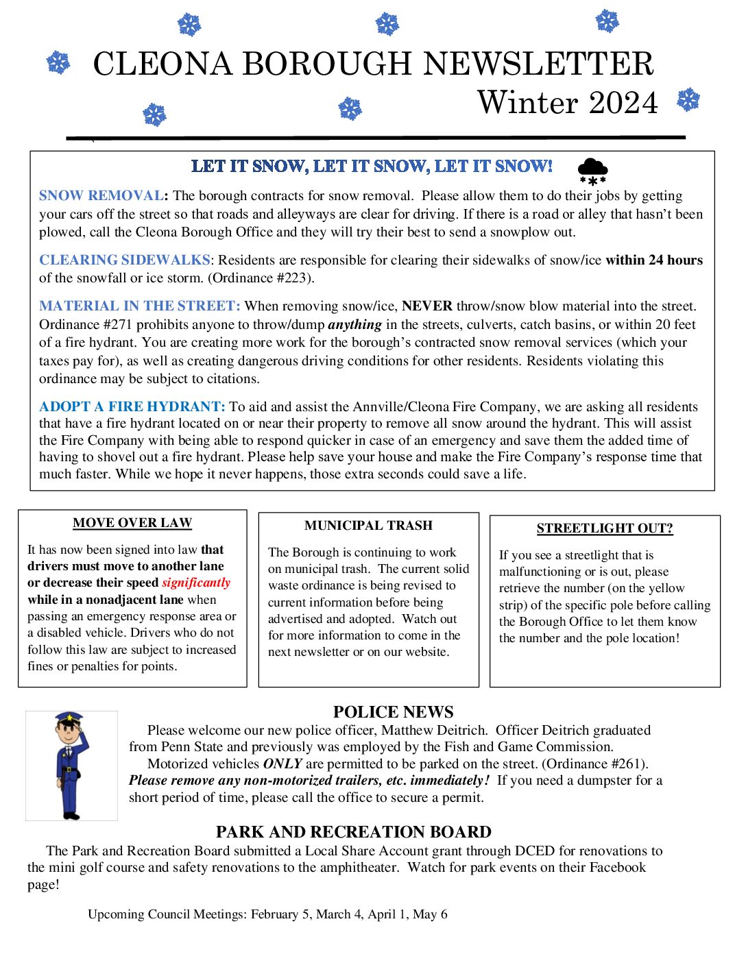 Thumbnail of the first page of 'Winter  2024 Newsletter'