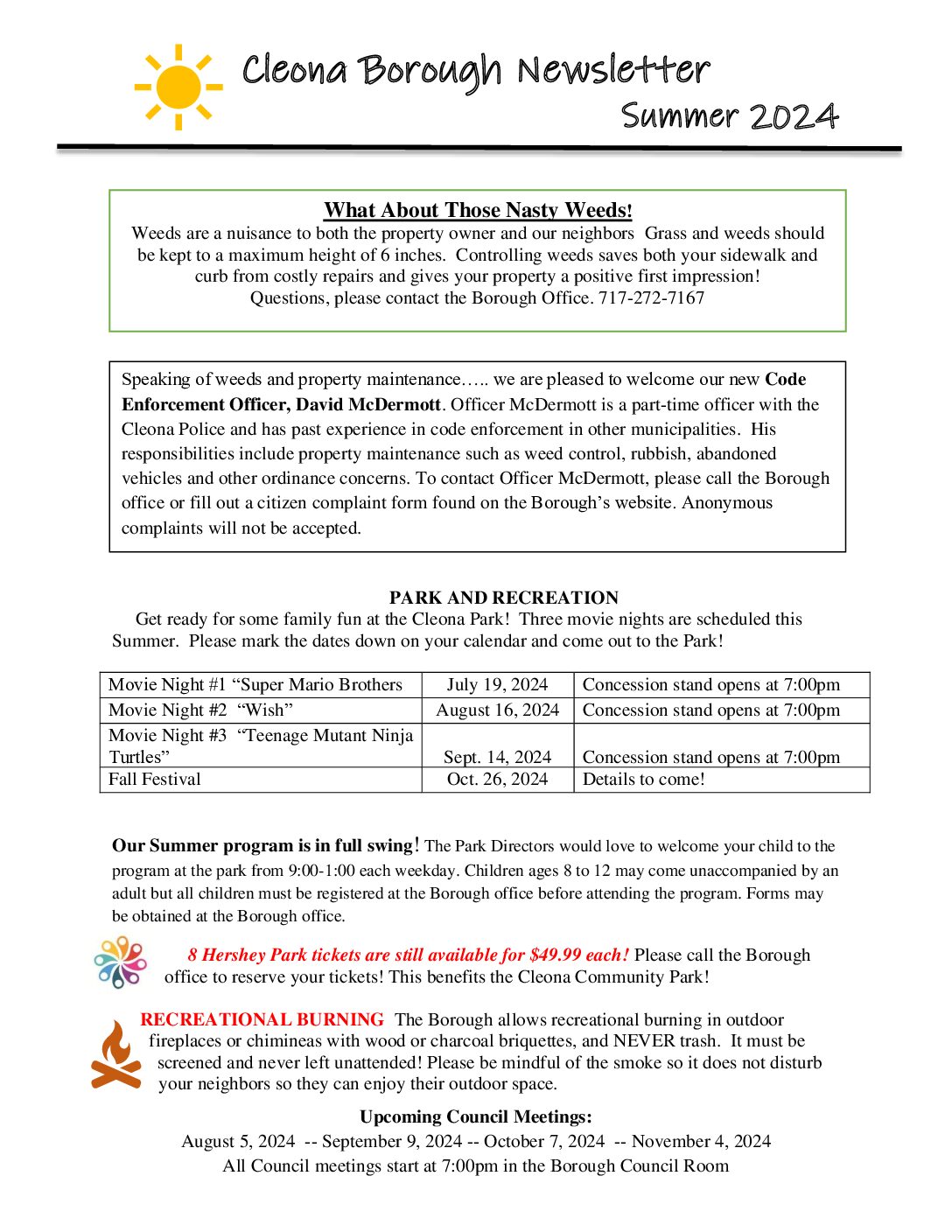 Thumbnail of the first page of 'Summer, 2024 Newsletter'